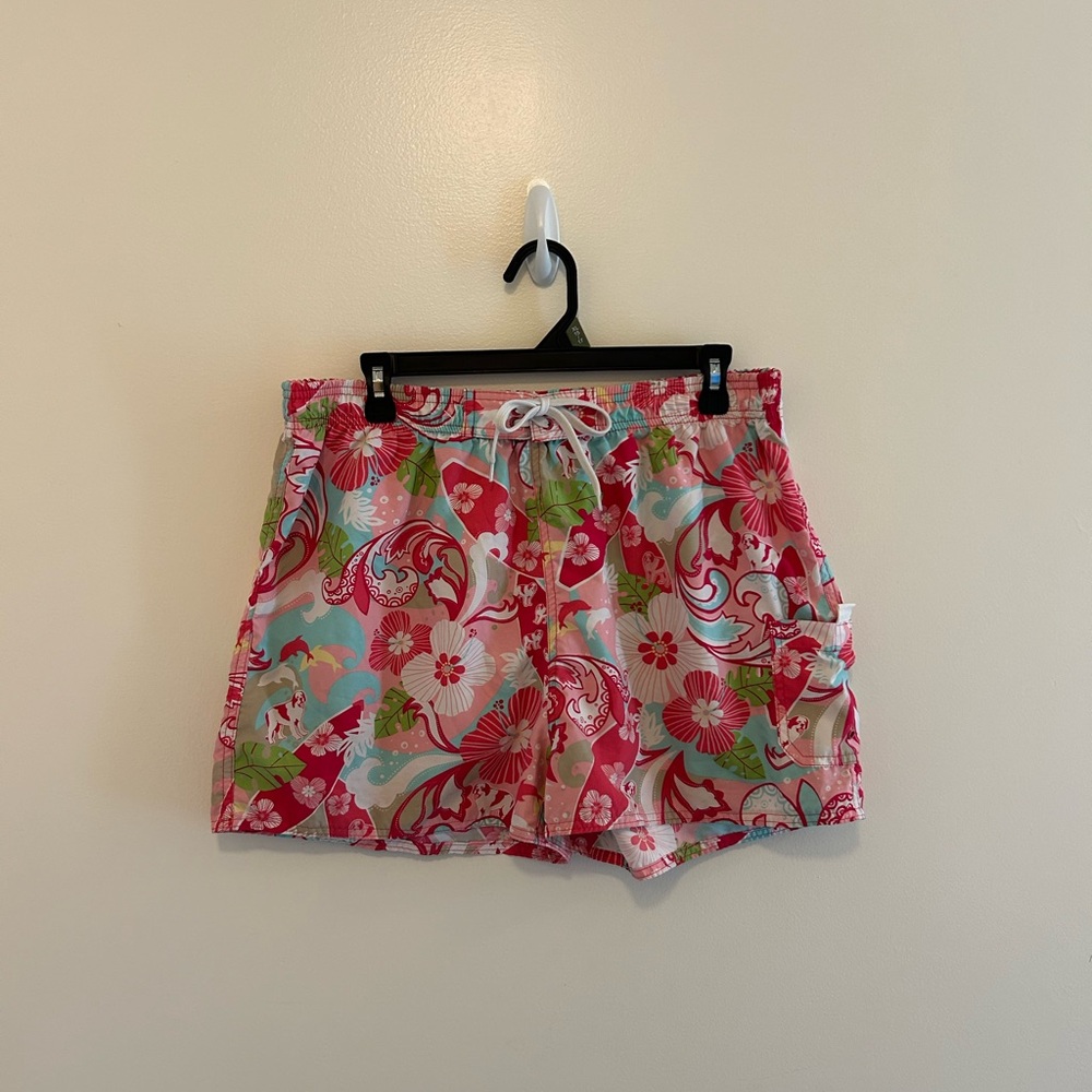 Big Dogs Hawaiian Floral Beach Vacation Swim Shorts